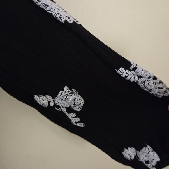 Free People Emma Austin Swing Trapeze Dress Black Embroidered Long Sleeve Size S - Picture 13 of 16